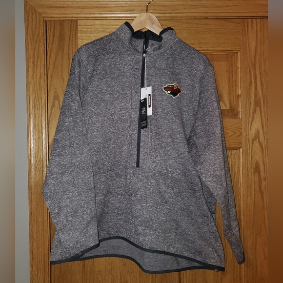 NWT Women's Minnesota Wild Antigua Heather Charcoal Quarter-Zip Jacket. … - Picture 1 of 10